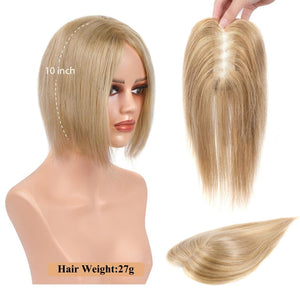 Hair Toppers for Women Real Human Hair Salt and Pepper Grey Human Hair Toppers 10 inch Dark Grey - Wigtrends