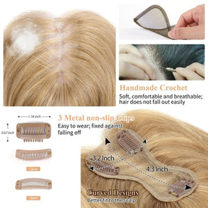 Hair Toppers for Women Real Human Hair Salt and Pepper Grey Human Hair Toppers 10 inch Dark Grey - Wigtrends