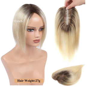 Hair Toppers for Women Real Human Hair Salt and Pepper Grey Human Hair Toppers 10 inch Dark Grey - Wigtrends