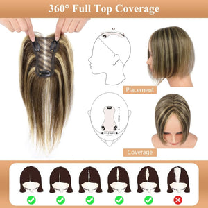 Hair Toppers for Women Real Human Hair Salt and Pepper Grey Human Hair Toppers 10 inch Dark Grey - Wigtrends