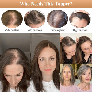 Hair Toppers for Women Real Human Hair Salt and Pepper Grey Human Hair Toppers 10 inch Dark Grey - Wigtrends