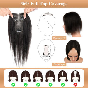 Hair Toppers for Women Real Human Hair Salt and Pepper Grey Human Hair Toppers 10 inch Dark Grey - Wigtrends