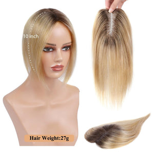 Hair Toppers for Women Real Human Hair Salt and Pepper Grey Human Hair Toppers 10 inch Dark Grey - Wigtrends