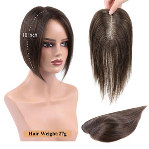 Hair Toppers for Women Real Human Hair Salt and Pepper Grey Human Hair Toppers 10 inch Dark Grey - Wigtrends