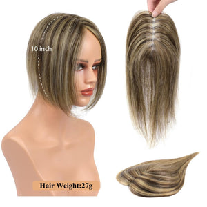 Hair Toppers for Women Real Human Hair Salt and Pepper Grey Human Hair Toppers 10 inch Dark Grey - Wigtrends