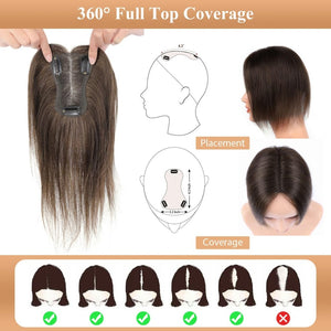 Hair Toppers for Women Real Human Hair Salt and Pepper Grey Human Hair Toppers 10 inch Dark Grey - Wigtrends