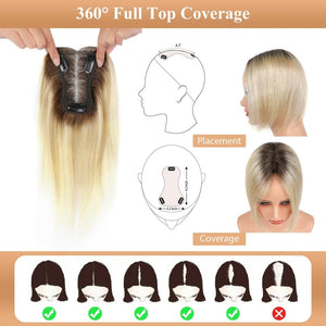 Hair Toppers for Women Real Human Hair Salt and Pepper Grey Human Hair Toppers 10 inch Dark Grey - Wigtrends