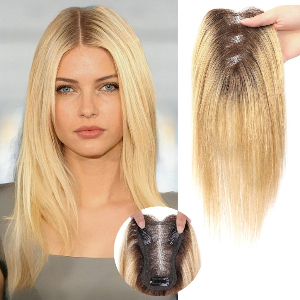 Hair Toppers for Women Real Human Hair Salt and Pepper Grey Human Hair Toppers 10 inch Dark Grey - Wigtrends