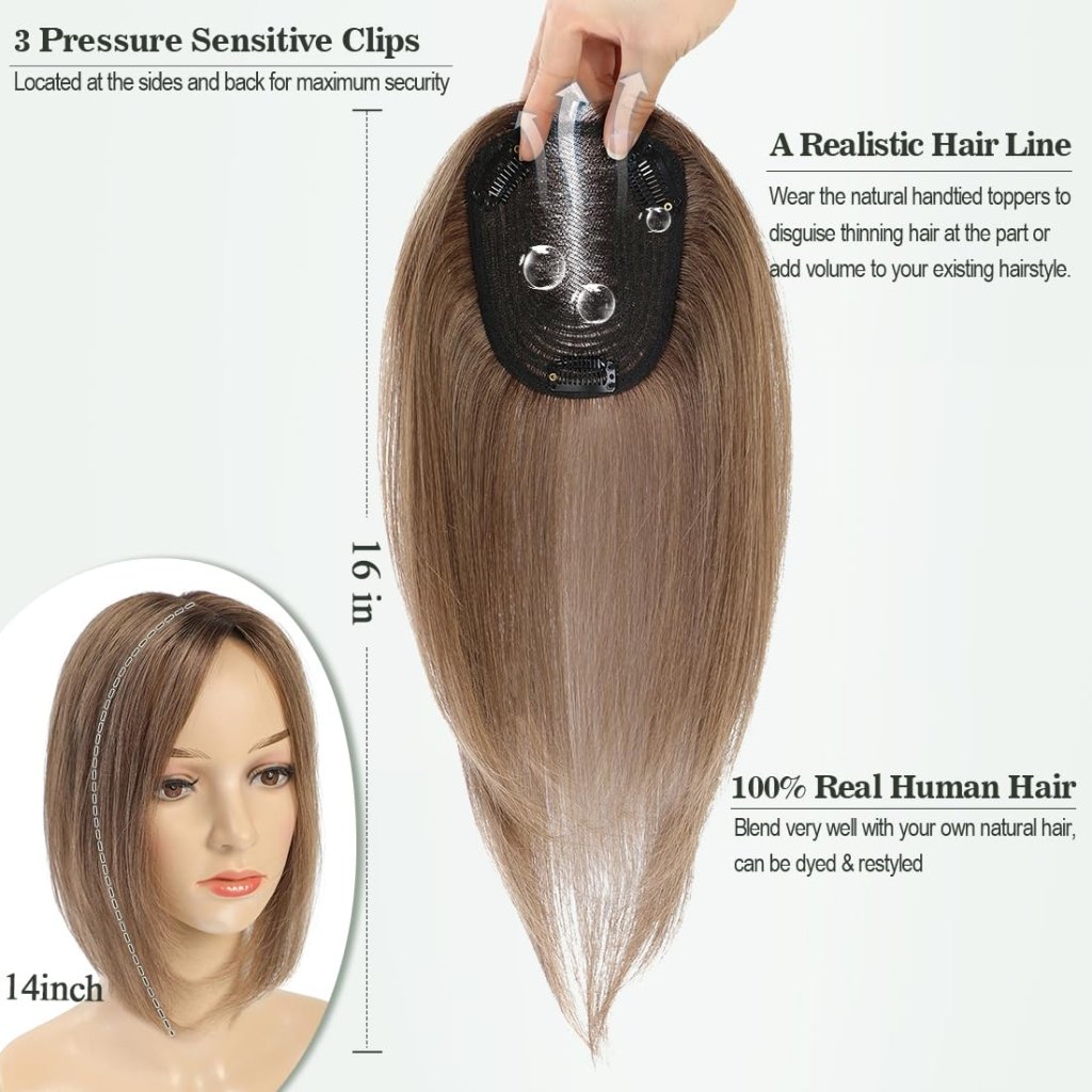 Hair Toppers for Women Real Human Hair Toppers Hair Pieces for Women with Thinning Hair Ombre Highlights - Wigtrends