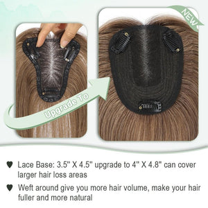 Hair Toppers for Women Real Human Hair Toppers Hair Pieces for Women with Thinning Hair Ombre Highlights - Wigtrends