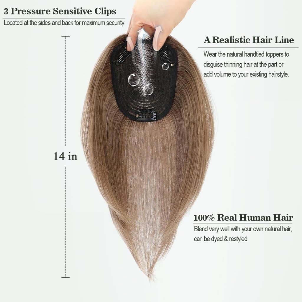 Hair Toppers for Women Real Human Hair Toppers Hair Pieces for Women with Thinning Hair Ombre Highlights - Wigtrends