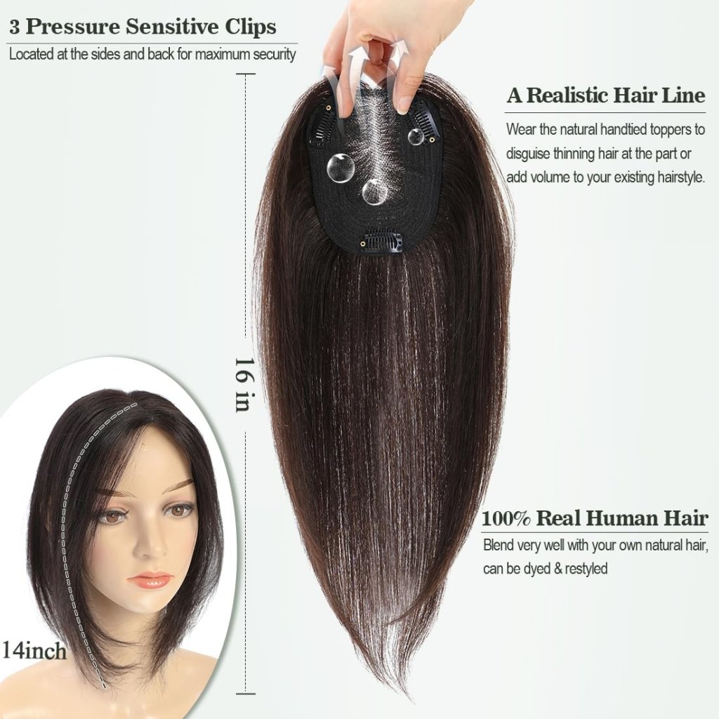 Hair Toppers for Women Real Human Hair Toppers Hair Pieces for Women with Thinning Hair Ombre Highlights - Wigtrends
