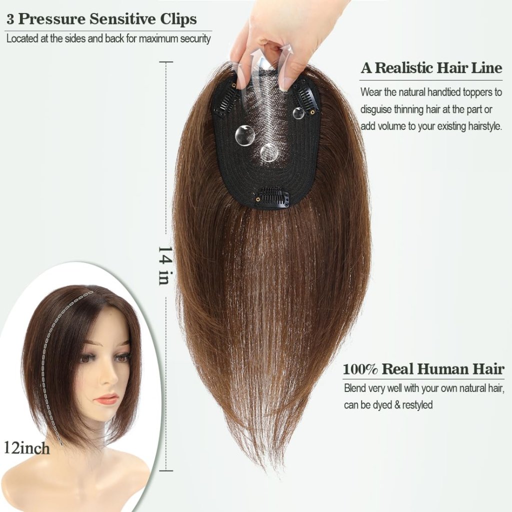 Hair Toppers for Women Real Human Hair Toppers Hair Pieces for Women with Thinning Hair Ombre Highlights - Wigtrends