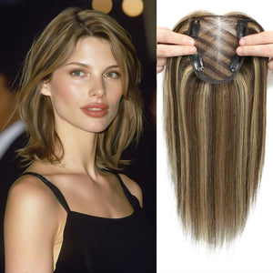 Hair Toppers for Women Real Human Hair Women Hair Pieces for Thinning Hair Wiglets Upgrade 10 * 12 cm Swiss Base Hairpieces for Thinning Hair 12inch Medium Brown - Wigtrends