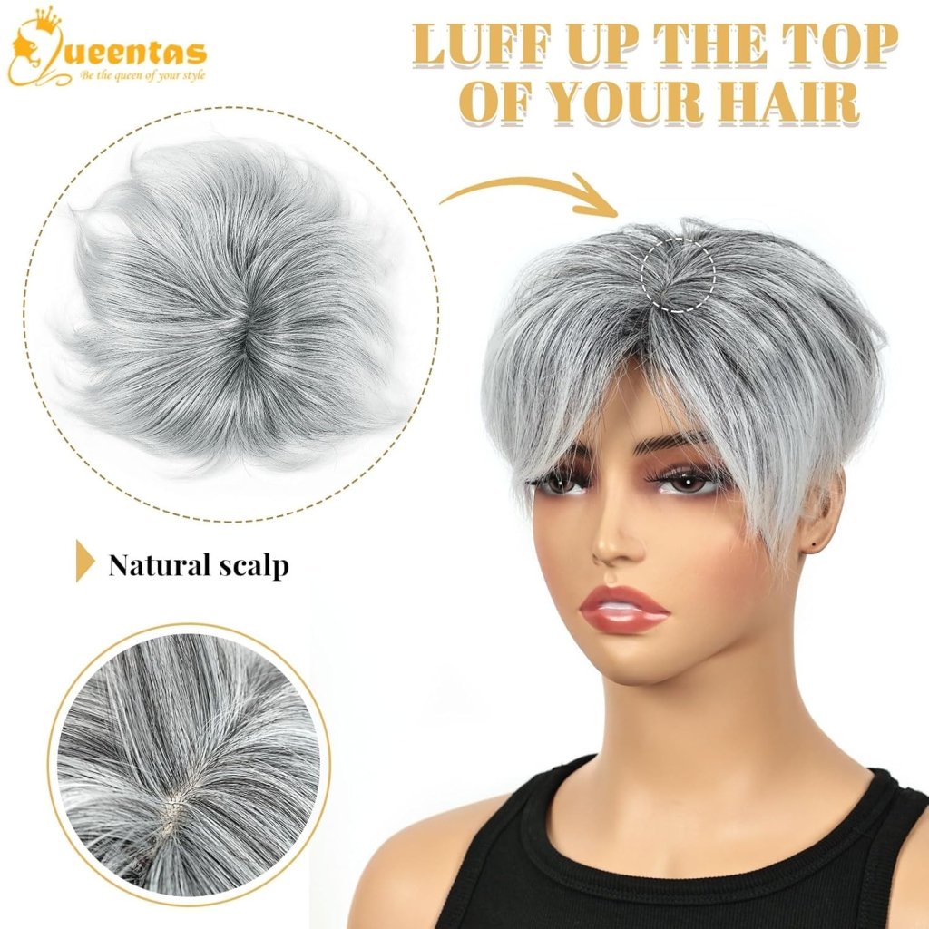 Hair Toppers for Women with Thinning Hair 360°3D Cover with 3 Clips Hair Pieces Wispy Bangs - Wigtrends