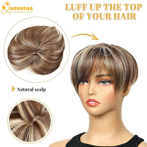 Hair Toppers for Women with Thinning Hair 360°3D Cover with 3 Clips Hair Pieces Wispy Bangs - Wigtrends