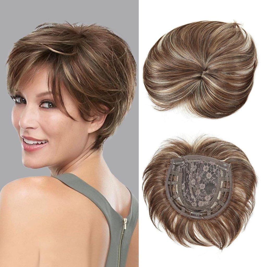 Hair Toppers for Women with Thinning Hair 360°3D Cover with 3 Clips Hair Pieces Wispy Bangs - Wigtrends