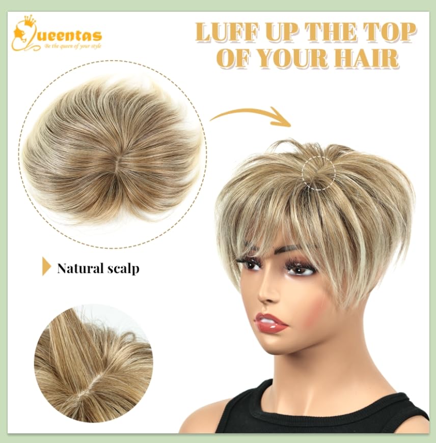 Hair Toppers for Women with Thinning Hair 360°3D Cover with 3 Clips Hair Pieces Wispy Bangs - Wigtrends