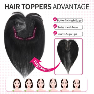 Hair Toppers wigs for Women Real Human Hair with Thinning Hair Lace Base Hair Pieces - Wigtrends