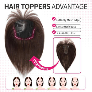 Hair Toppers wigs for Women Real Human Hair with Thinning Hair Lace Base Hair Pieces - Wigtrends