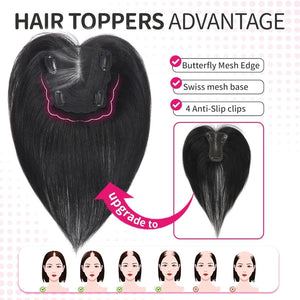 Hair Toppers wigs for Women Real Human Hair with Thinning Hair Lace Base Hair Pieces - Wigtrends