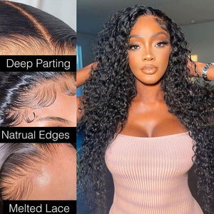 HD Lace 6x5 Lace Closure Wigs Deep Wave Glueless Wig Pre Plucked Natural Black Deep Wave Human Hair Wigs - Wigtrends