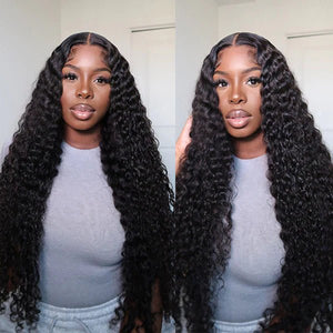 HD Lace 6x5 Lace Closure Wigs Deep Wave Glueless Wig Pre Plucked Natural Black Deep Wave Human Hair Wigs - Wigtrends