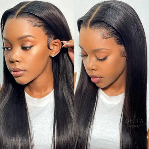 HD Lace Straight Wig Crystal Clear Lace Human Hair Wigs With Pre Plucked Natural Hairline - Wigtrends