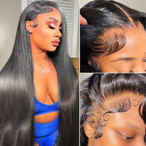 HD Lace Straight Wig Crystal Clear Lace Human Hair Wigs With Pre Plucked Natural Hairline - Wigtrends