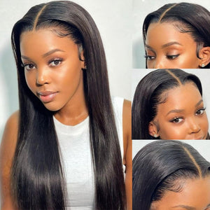HD Lace Straight Wig Crystal Clear Lace Human Hair Wigs With Pre Plucked Natural Hairline - Wigtrends