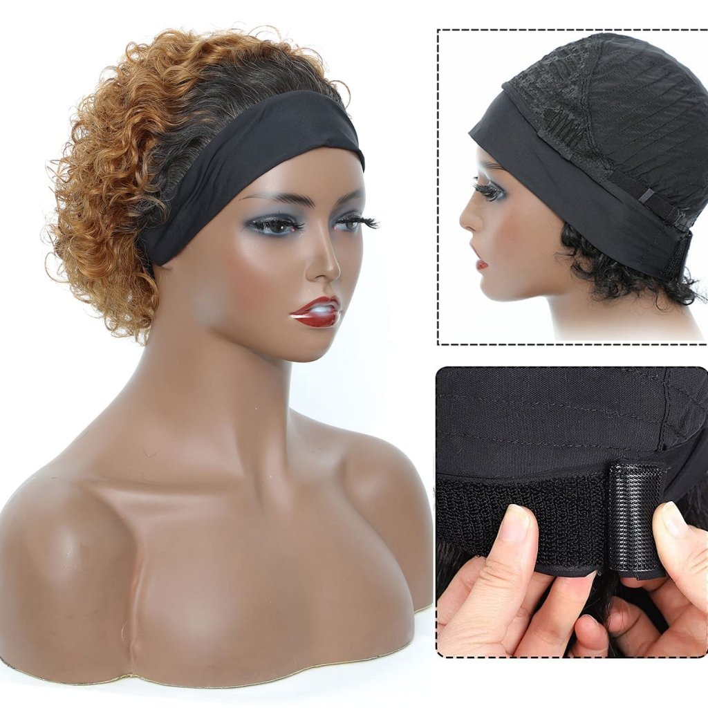 Headband Wig Human Hair Wigs for Black Women Pixie Cut Wig Short Curly Wig - Wigtrends
