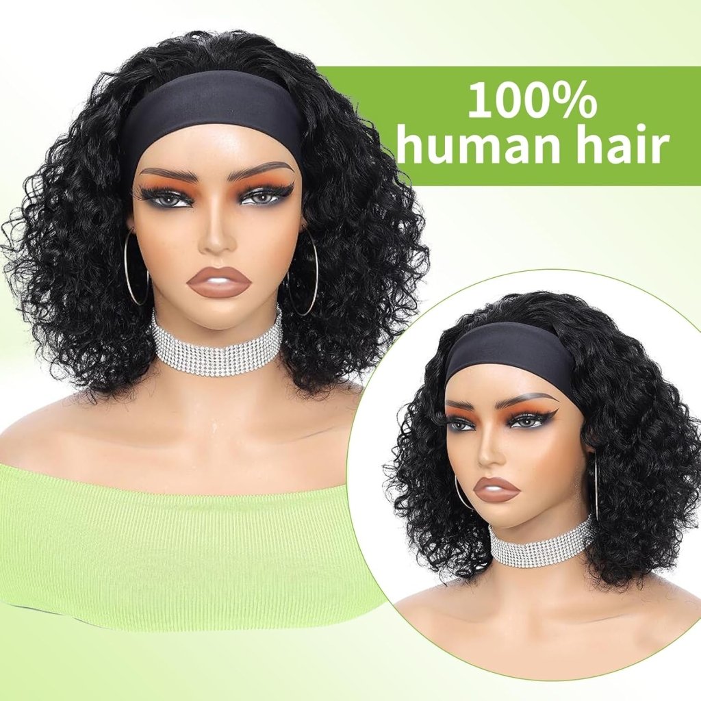 Headband Wig Human Hair Wigs for Black Women Pixie Cut Wig Short Curly Wig - Wigtrends