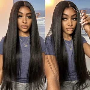 High Quality Kinky Straight Long Human Hair Wig - Wigtrends