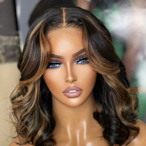 Highlight Honey Blonde Bob Style Human Hair Wig - Wigtrends