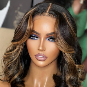 Highlight Honey Blonde Bob Style Human Hair Wig - Wigtrends