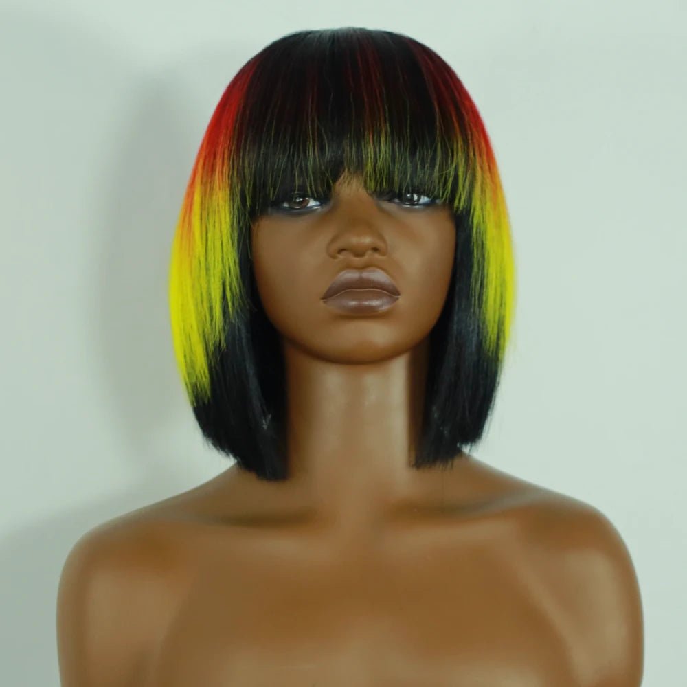 Highlight Short Straight Synthetic Lace Front Bob Wig - Wigtrends