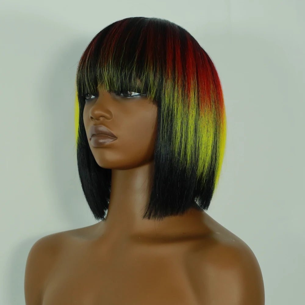 Highlight Short Straight Synthetic Lace Front Bob Wig - Wigtrends