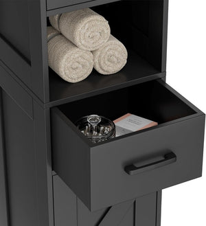 Homhedy 67" H Tall Bathroom Storage Cabinet with 2 Barn Doors and 1 Drawer, Narrow Storage Unit, Adjustable Shelves, Floor Cabinet for Bathroom, Living Room, Entryway, Kitchen, White, (15.7" W) - Wigtrends