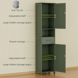 Homhedy 67" H Tall Bathroom Storage Cabinet with 2 Barn Doors and 1 Drawer, Narrow Storage Unit, Adjustable Shelves, Floor Cabinet for Bathroom, Living Room, Entryway, Kitchen, White, (15.7" W) - Wigtrends