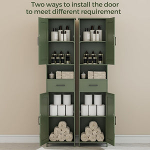 Homhedy 67" H Tall Bathroom Storage Cabinet with 2 Barn Doors and 1 Drawer, Narrow Storage Unit, Adjustable Shelves, Floor Cabinet for Bathroom, Living Room, Entryway, Kitchen, White, (15.7" W) - Wigtrends