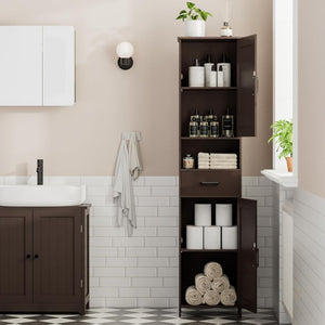 Homhedy 67" H Tall Bathroom Storage Cabinet with 2 Barn Doors and 1 Drawer, Narrow Storage Unit, Adjustable Shelves, Floor Cabinet for Bathroom, Living Room, Entryway, Kitchen, White, (15.7" W) - Wigtrends