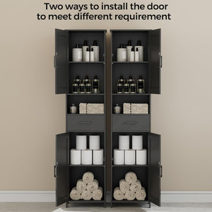 Homhedy 67" H Tall Bathroom Storage Cabinet with 2 Barn Doors and 1 Drawer, Narrow Storage Unit, Adjustable Shelves, Floor Cabinet for Bathroom, Living Room, Entryway, Kitchen, White, (15.7" W) - Wigtrends