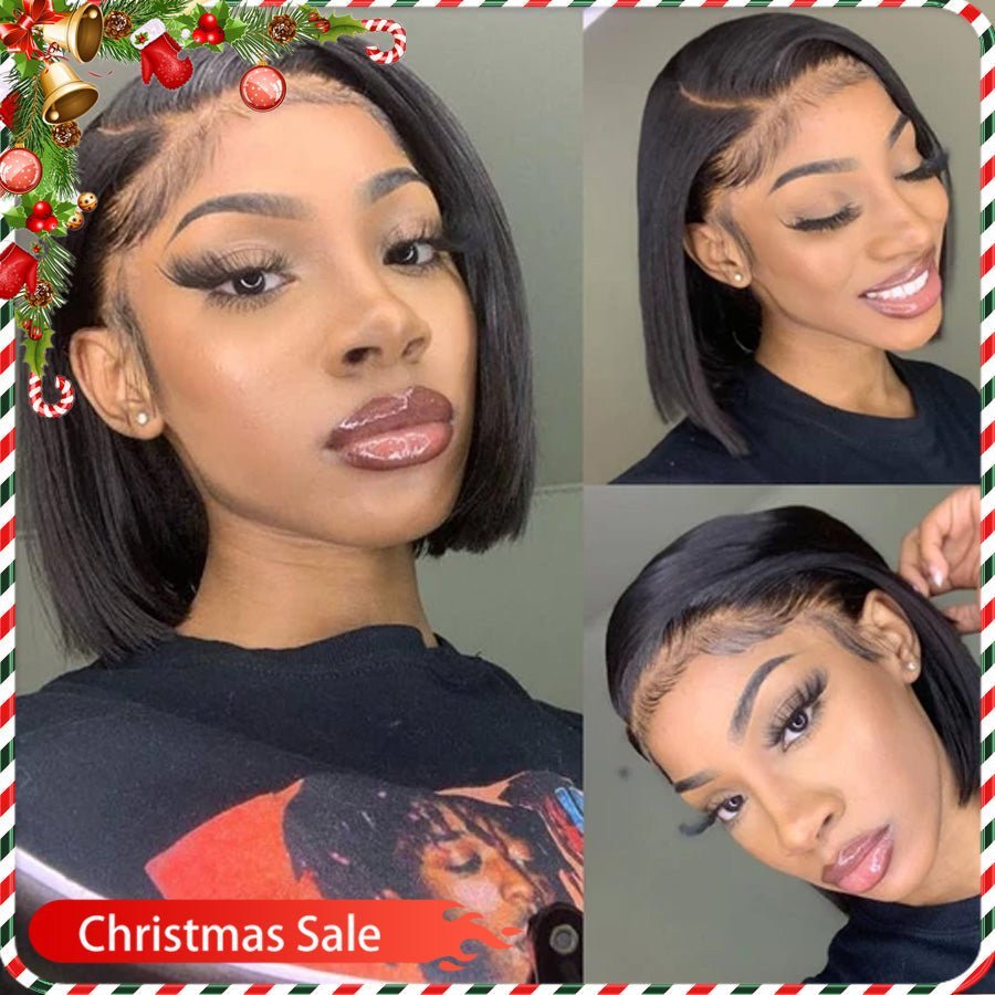HOT SALE Bob HD Lace Black Wig Curly/Straight Human Hair Wigs - Wigtrends