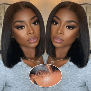 Human Hair Pre Plucked Pre Cut HD Lace Front Glueless Wigs Short Straight Bob Wigs - Wigtrends