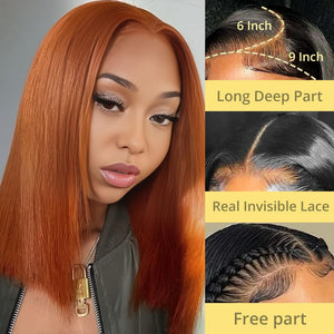 Human Hair Pre Plucked Pre Cut HD Lace Front Glueless Wigs Short Straight Bob Wigs - Wigtrends