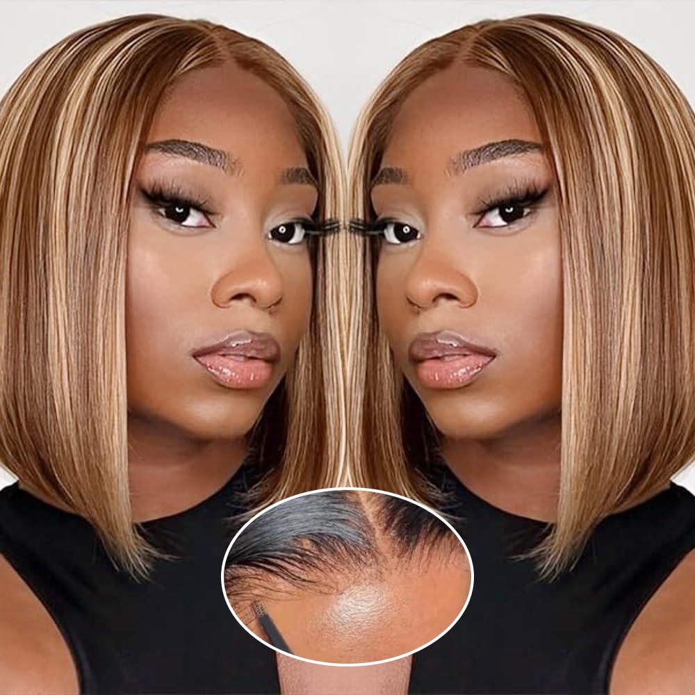 Human Hair Pre Plucked Pre Cut HD Lace Front Glueless Wigs Short Straight Bob Wigs - Wigtrends