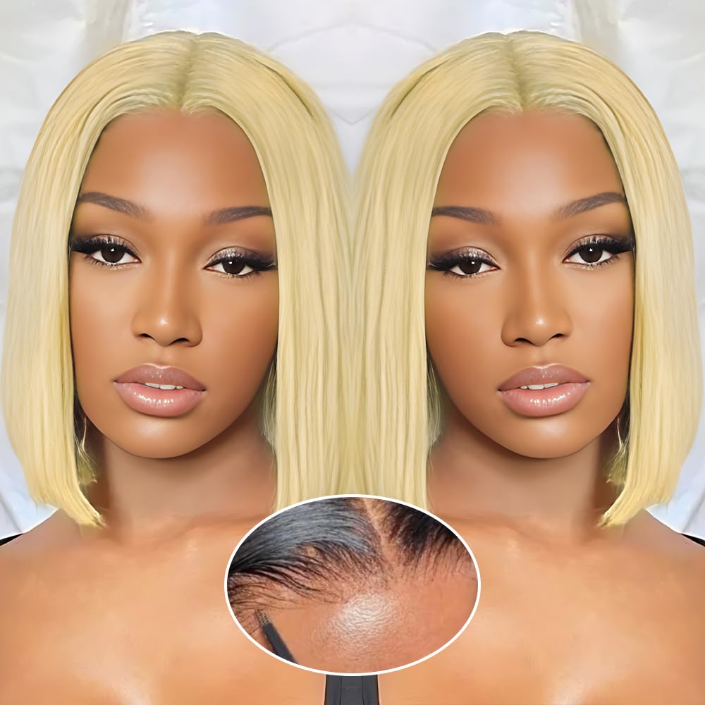 Human Hair Pre Plucked Pre Cut HD Lace Front Glueless Wigs Short Straight Bob Wigs - Wigtrends