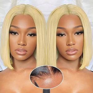 Human Hair Pre Plucked Pre Cut HD Lace Front Glueless Wigs Short Straight Bob Wigs - Wigtrends