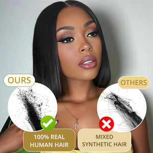 Human Hair Pre Plucked Pre Cut HD Lace Front Glueless Wigs Short Straight Bob Wigs - Wigtrends