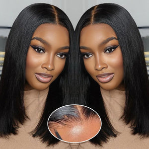 Human Hair Pre Plucked Pre Cut HD Lace Front Glueless Wigs Short Straight Bob Wigs - Wigtrends